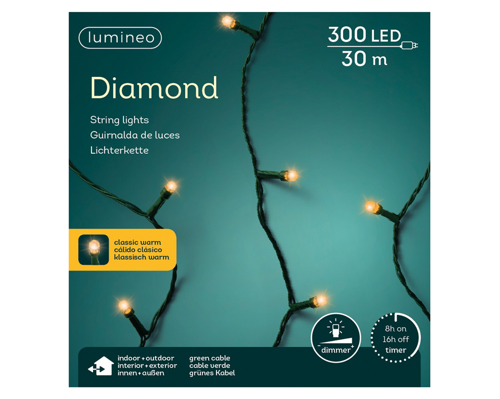 Lumineo - Diamantverlichting - 300 - Klassiek warm wit - 22 cm
