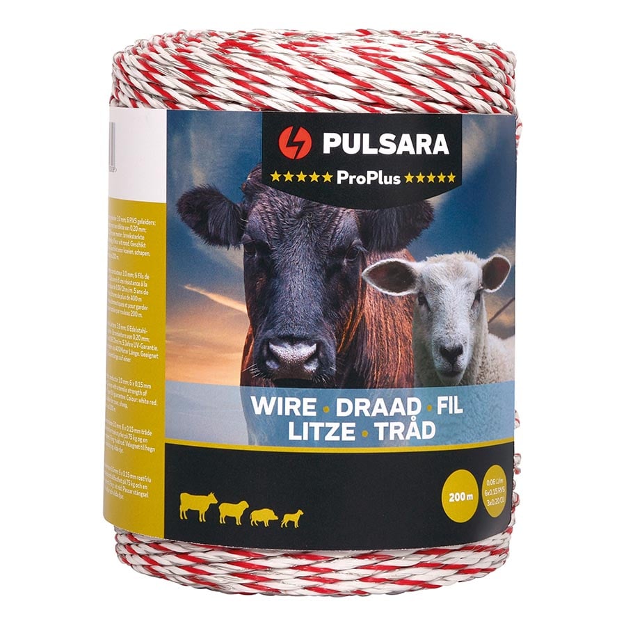 Pulsara Pro Plus - Schrikdraad - 15 cm - 200 Meter - Wit - 10 cm - 20000 cm