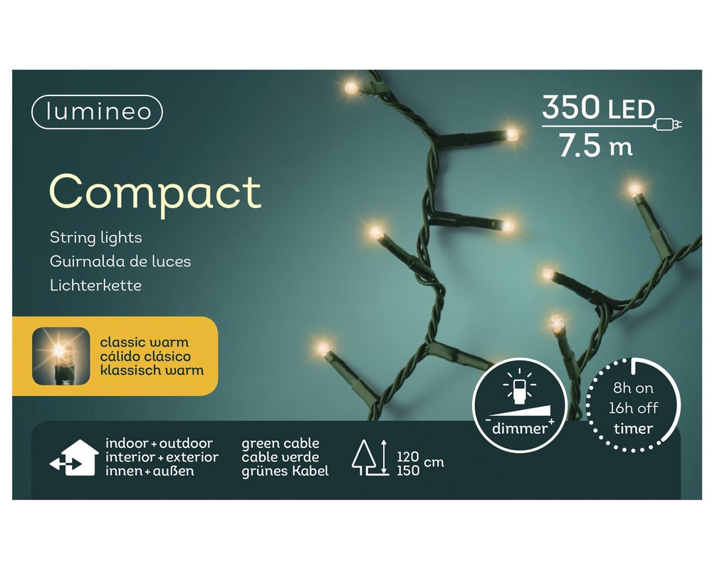 Lumineo Compact - Kerstboomverlichting - 350 - Klassiek warm wit - 750 cm