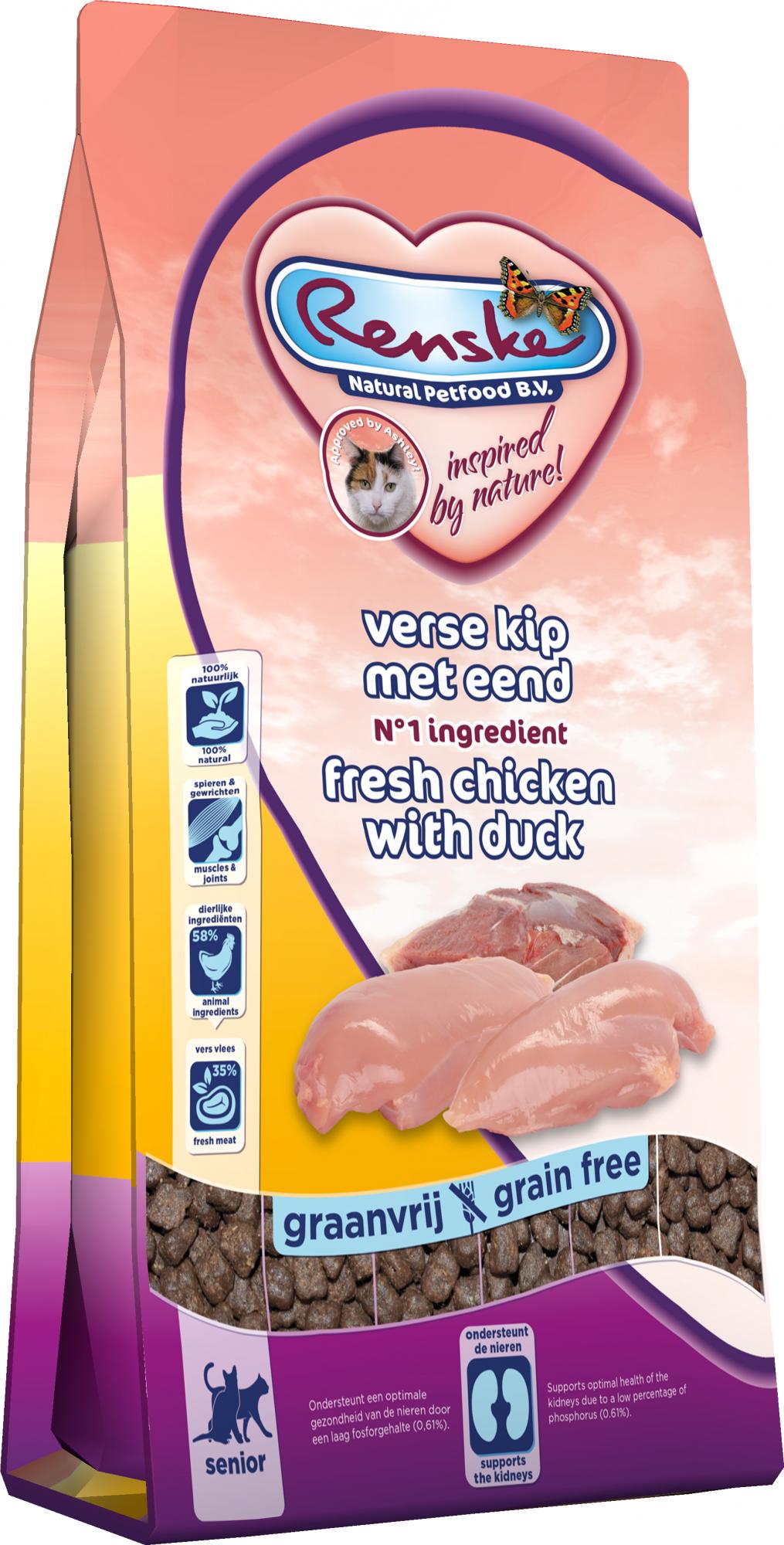Renske Premium Senior - Kattenvoer - 6 Kilogram - eend, kip