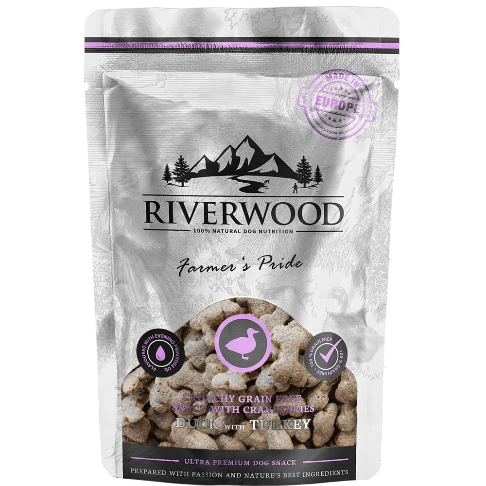 Riverwood Farmer's Pride Crunchy - Hondensnack - 200 Gram - kalkoen, eend Riverwood Farmer's Pride Crunchy - Hondensnack - 200 Gram - kalkoen, eend