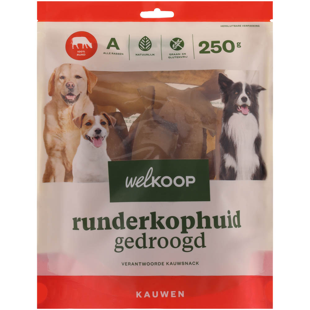 Welkoop - Runderkophuid Gedroogd - 250 Gram - rund