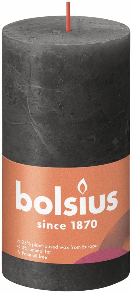 Bolsius Shine - Rustieke kaars - 13 cm - Donkergrijs