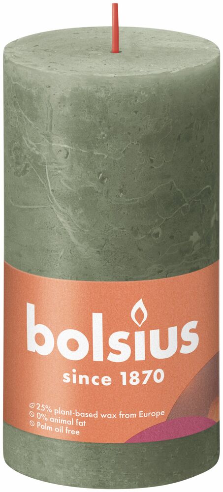 Bolsius Shine - Rustieke kaars - 13 cm - Olijf