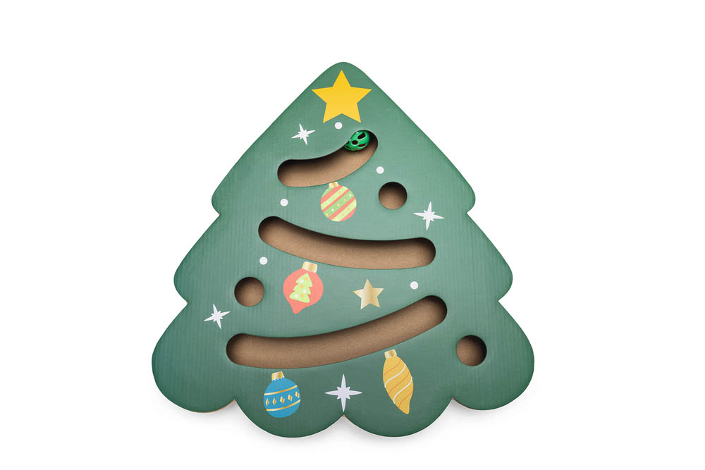 Beeztees Kerstboom Krabkarton - Kerst kattenspeeltje - Groen