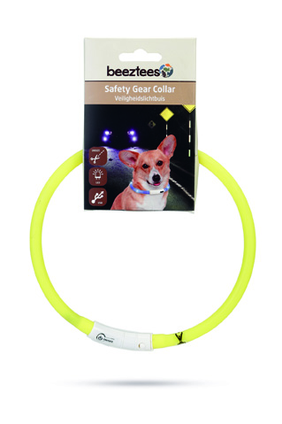 Beeztees Dogini USB - Lichtgevende Halsband  - Hond - geel - 70 cm