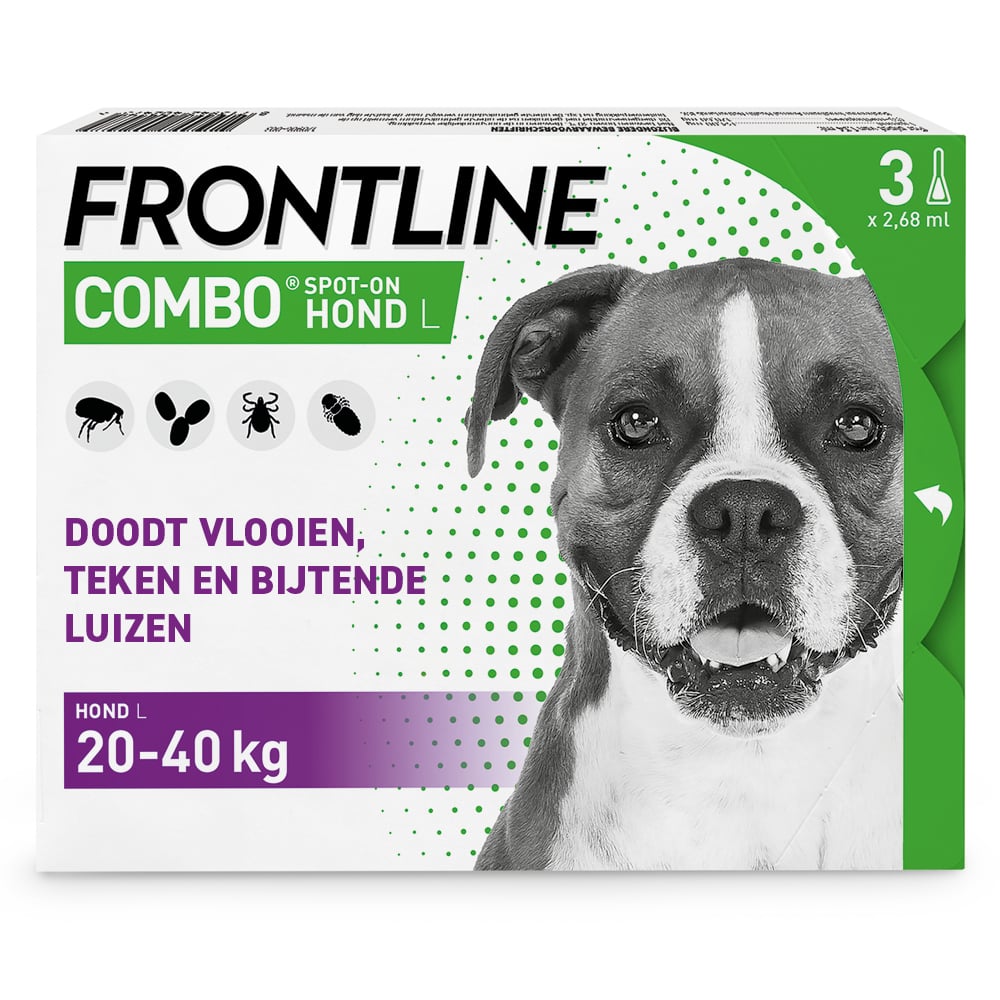 Frontline Combo Spot On - Pipet - Anti Vlooien en Teken Hond - 3 pipetten - 3 Stuks - L
