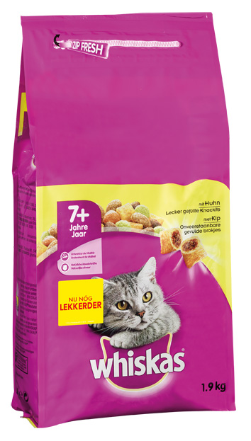 Whiskas 7+ Senior Droge Brokjes - Kattenvoer - 1.9 Kilogram - kip