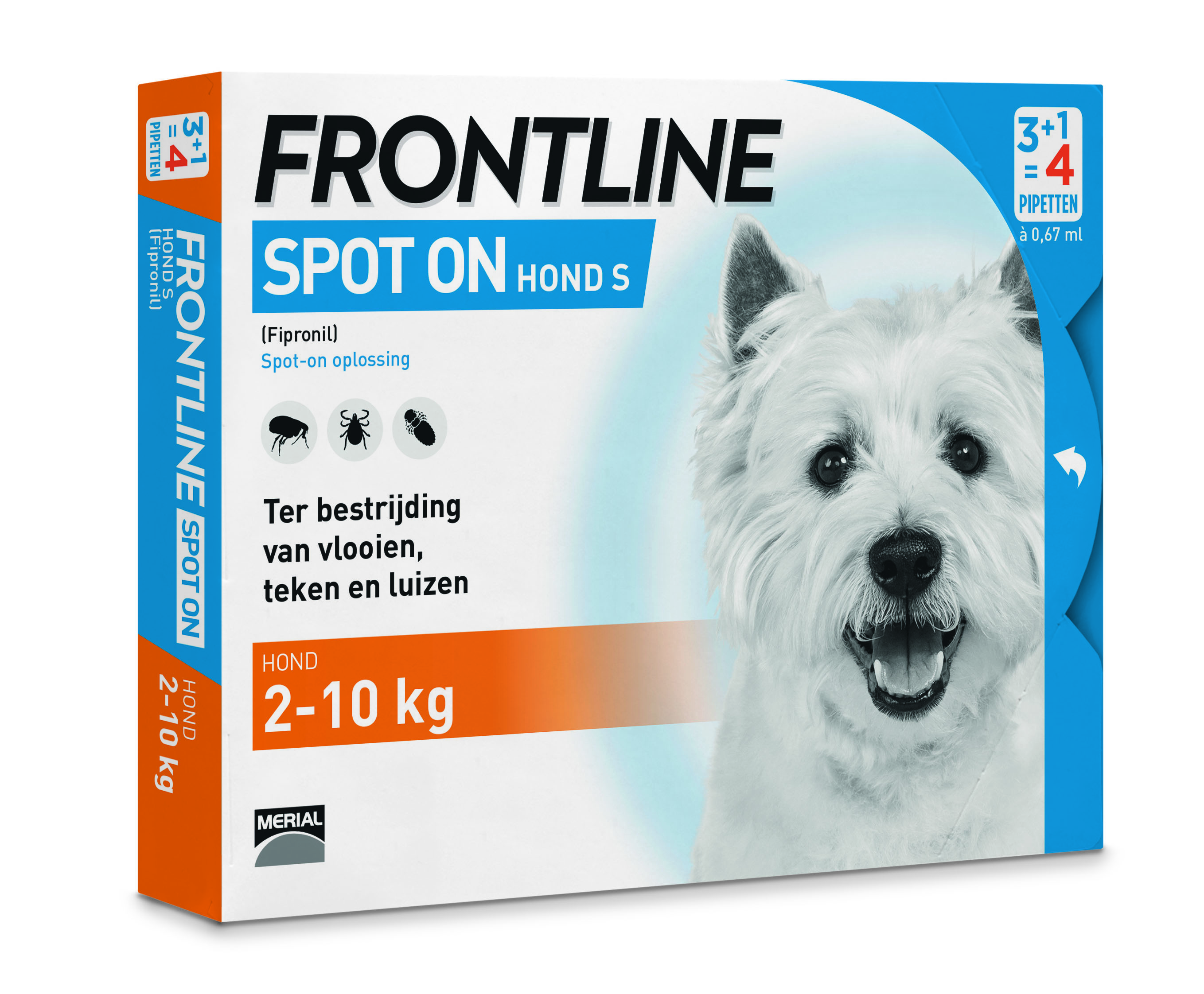 Frontline Spot On - Pipet - Anti vlooien en teken Hond - 4 pipetten - 4 Stuks - S