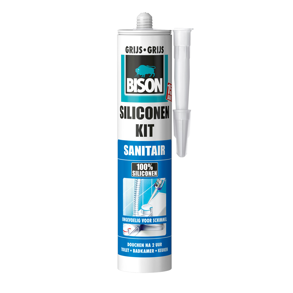 Bison Siliconenkit Sanitair - 310 Milliliter - grijs Bison Siliconenkit Sanitair - 310 Milliliter - grijs