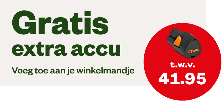 Gratis accu bij deze tuinmachine!