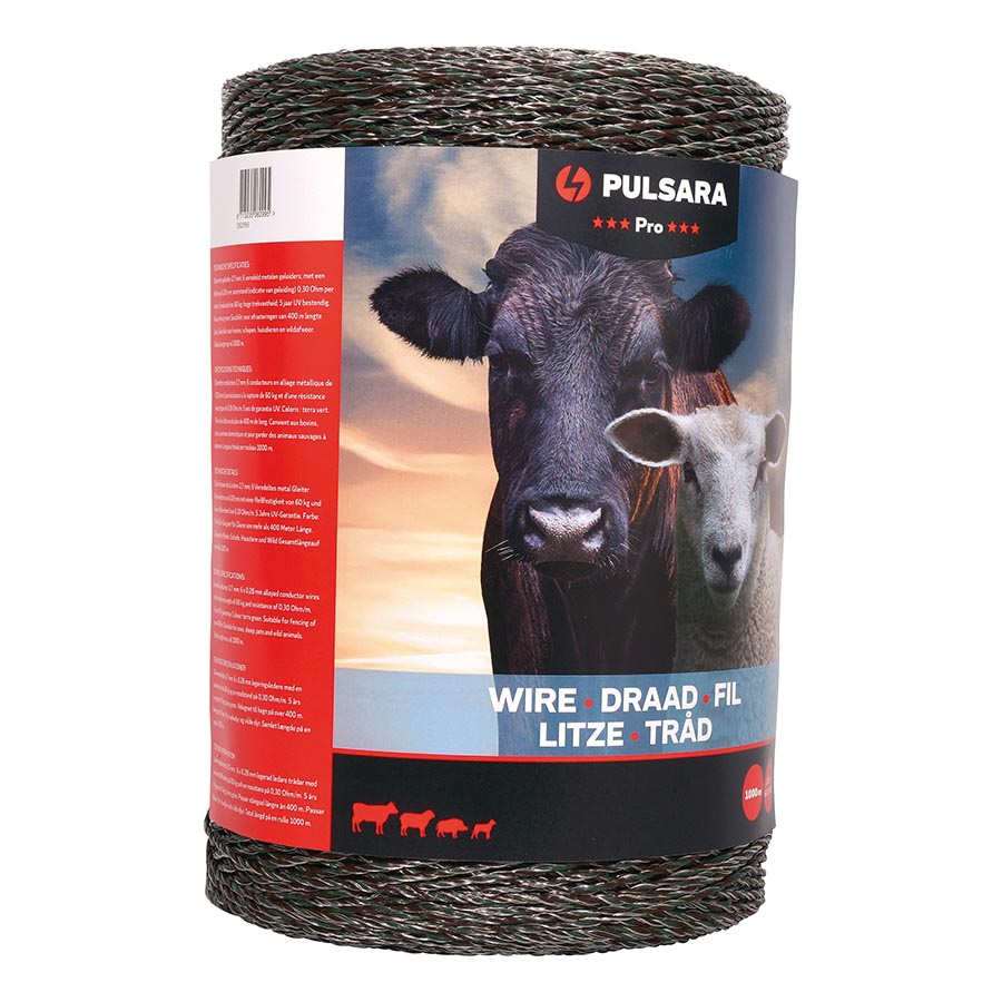 Pulsara Pro - Schrikdraad - 27 cm - 1000 Meter - Bruin - 17.5 cm - 100000 cm Pulsara Pro - Schrikdraad - 27 cm - 1000 Meter - Bruin - 17.5 cm - 100000 cm