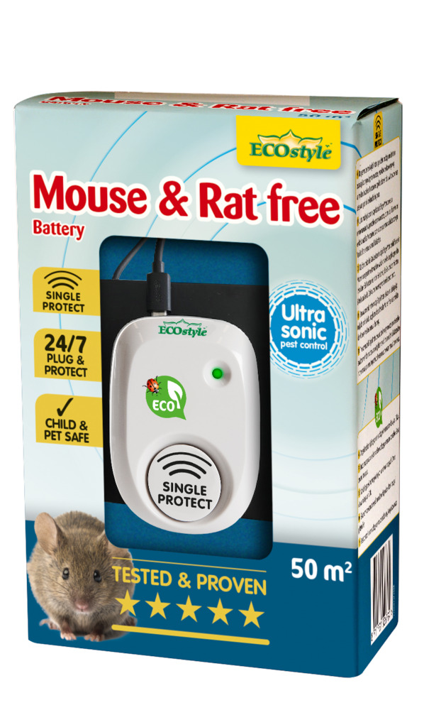 ECOstyle Mouse & Rat free 50 m² batterij - Tegen muizen en ratten - 50 m2