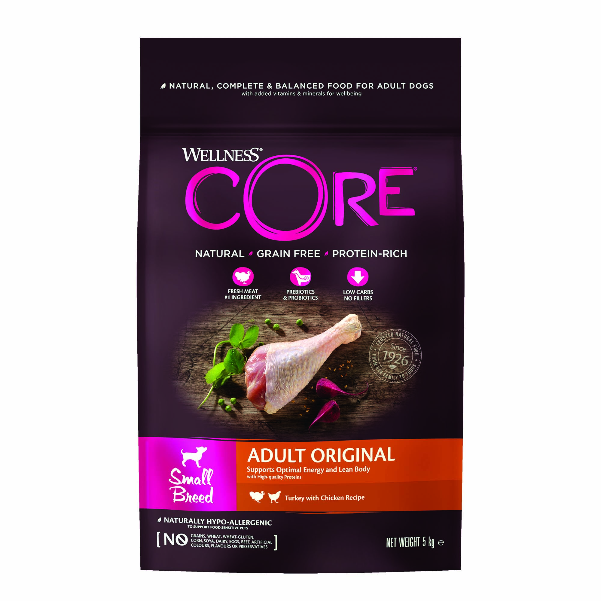 Wellness CORE Adult Original Small-Breed - Hondenvoer - 5 Kilogram - kalkoen, kip