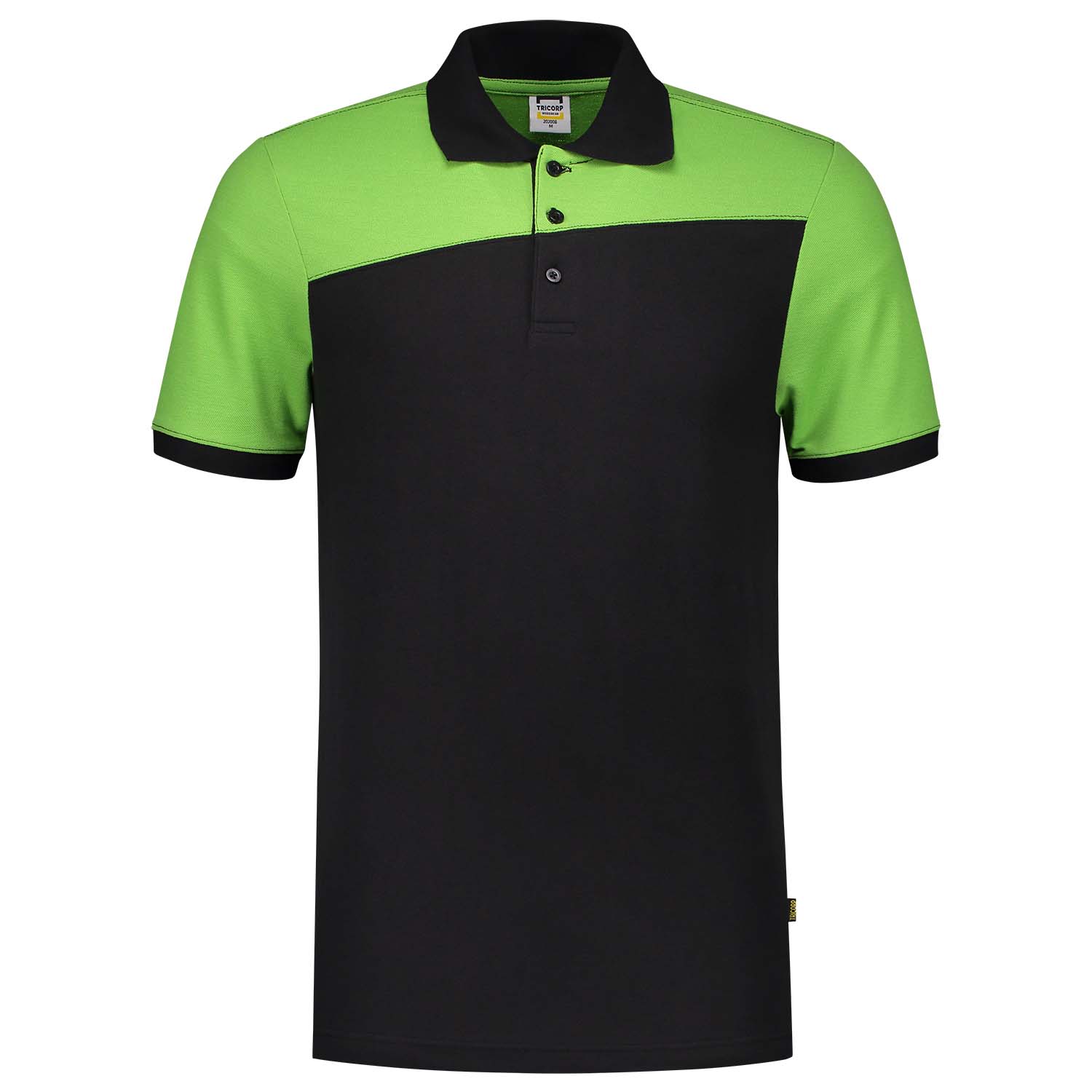 Tricorp Bicolor Naden  - Poloshirt - Zwart Lichtgroen - 3XL