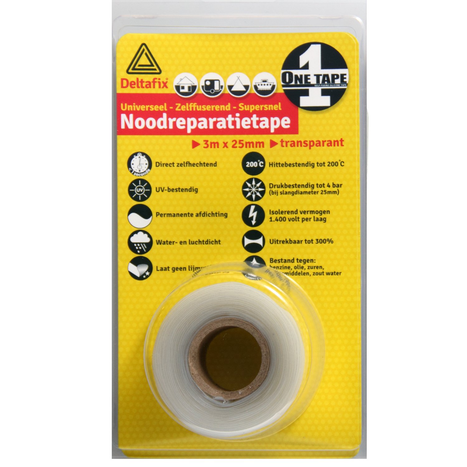 Deltafix Reparatietape 25mm 3m - Tape - 20x11.3x4 cm - Transparant - 3 cm