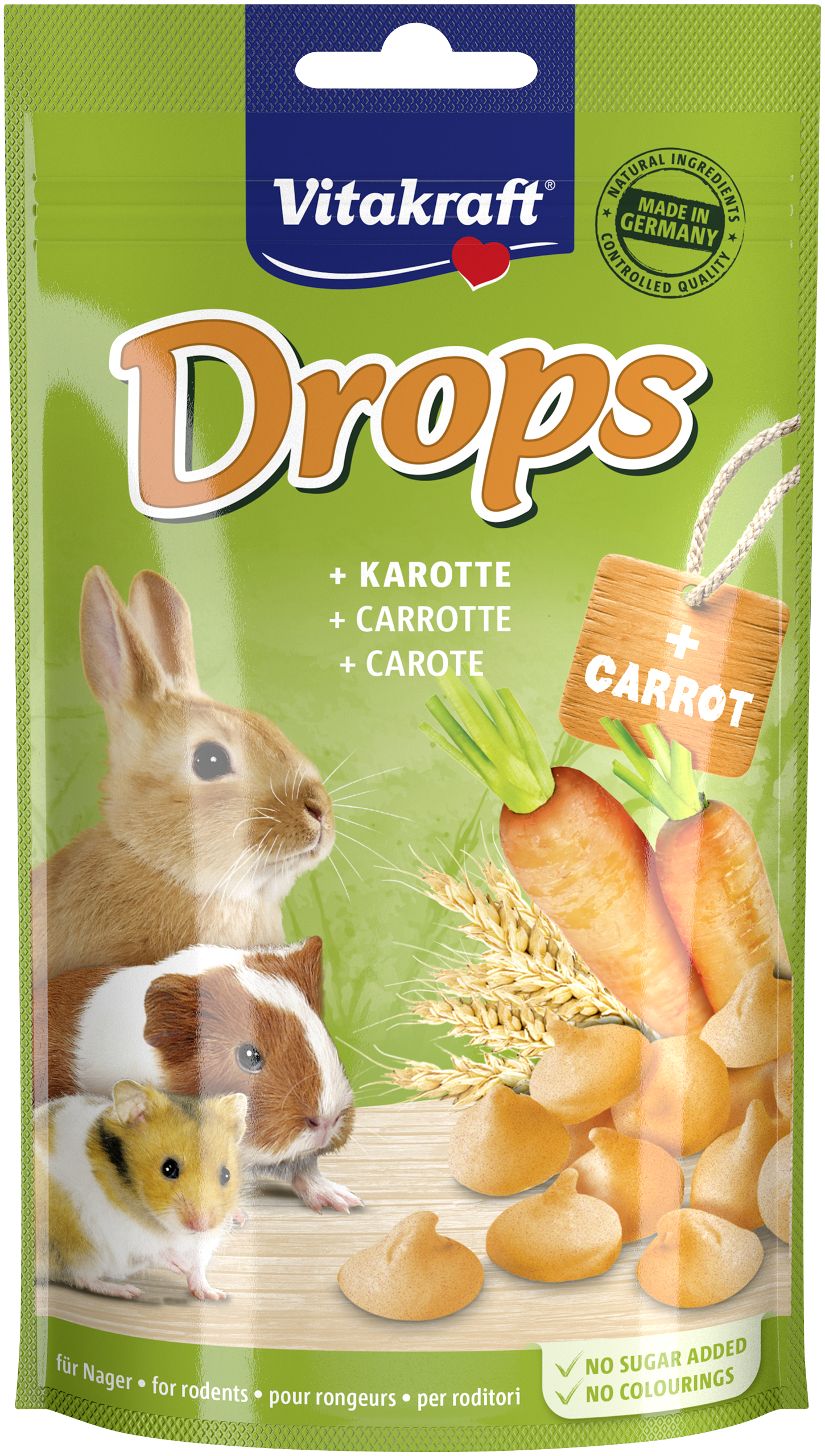 Vitakraft Drops - Konijn- en knaagdierensnack - 75 Gram - wortel