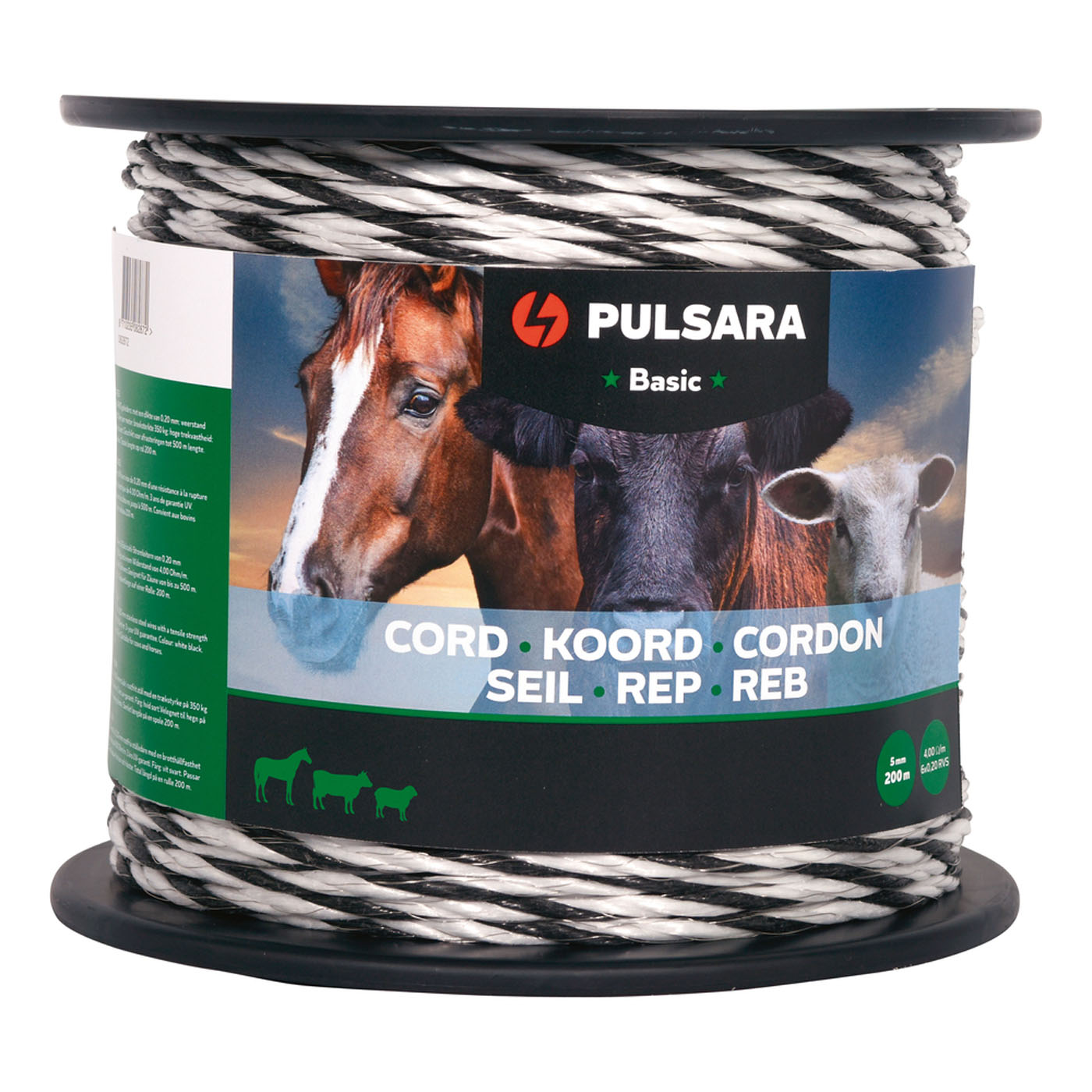 Pulsara Basic 5mm - Schrikkoord - 16.5 cm - 200 Meter - Wit - 20 cm - 20000 cm