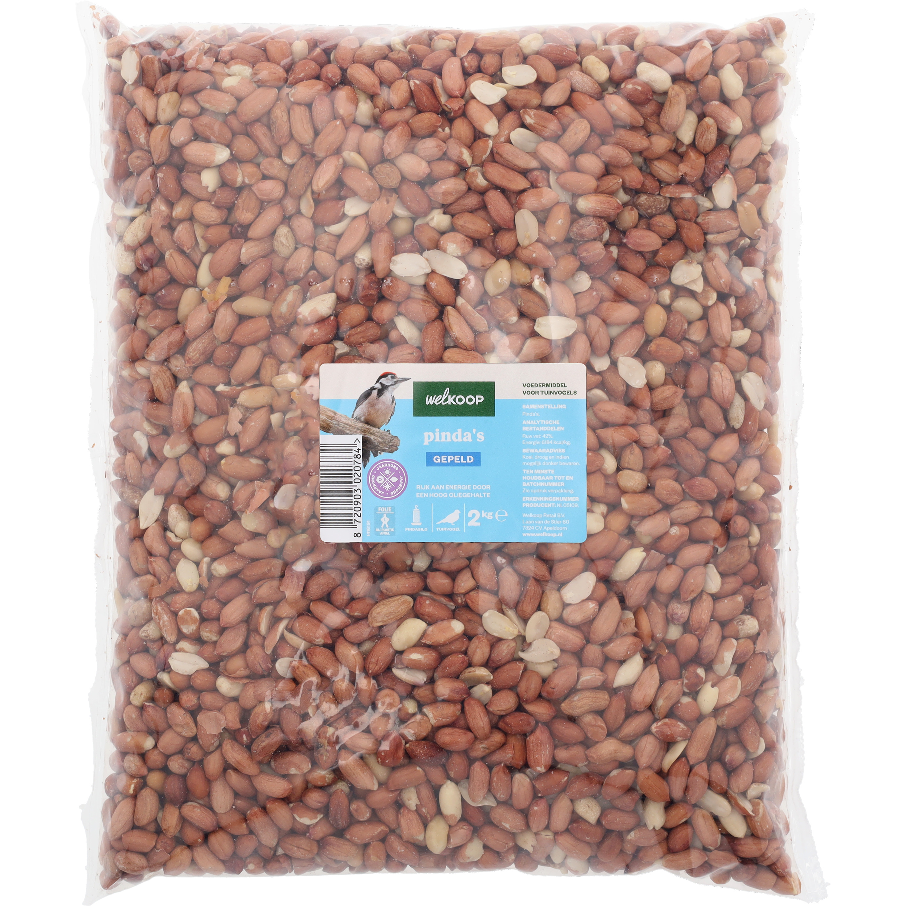 Welkoop Gepelde Pinda's - Tuinvogelvoer - 2 Kilogram - Gepelde pinda
