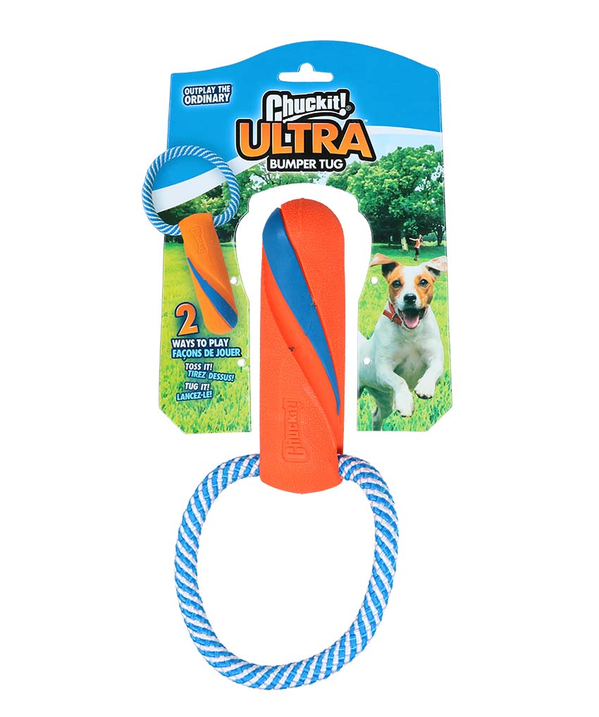 Chuckit Ultra bumber - Apporteren - Hondenspeelgoed - Oranje / Blauw - 25.1x14.5x6.5 cm - Medium