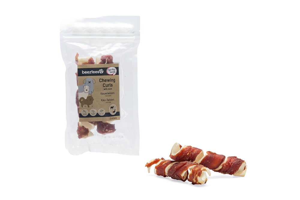 Beeztees Kauwtwister - Hondensnack - 2 Stuks - eend, rund - S