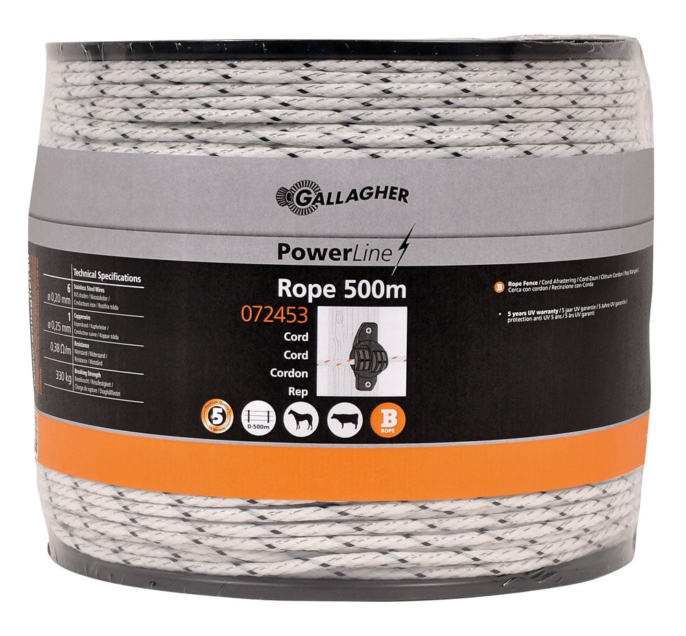 Gallagher Powerline Cord - Geleiders - 31.7 cm - 500 Meter - Wit - 22 cm - 50000 cm Gallagher Powerline Cord - Geleiders - 31.7 cm - 500 Meter - Wit - 22 cm - 50000 cm