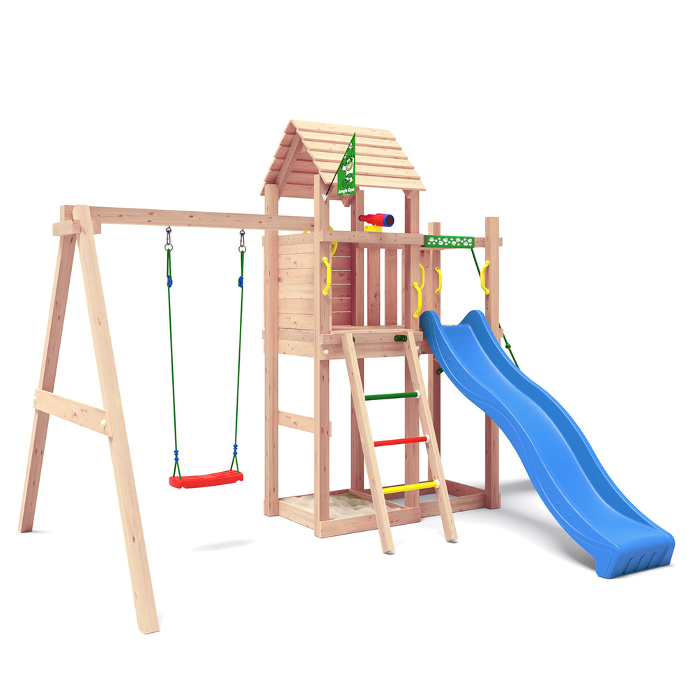 Jungle Gym Namsos Grenen - Speeltoestel - Donker groen - Grenenhout