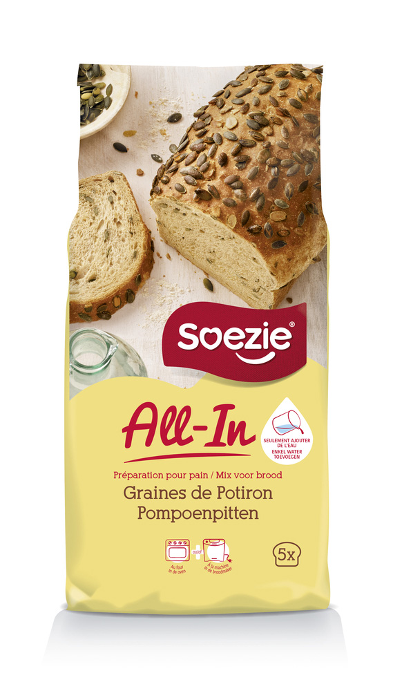 Soezie All-in-mix Brood met pompoenpitten - Broodmeel - 2.5 Kilogram