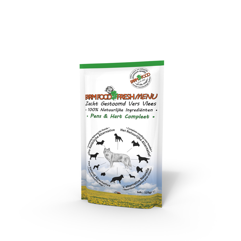 Farm Food Fresh Menu  - Hondenvoer - 125 Gram - pens, hart