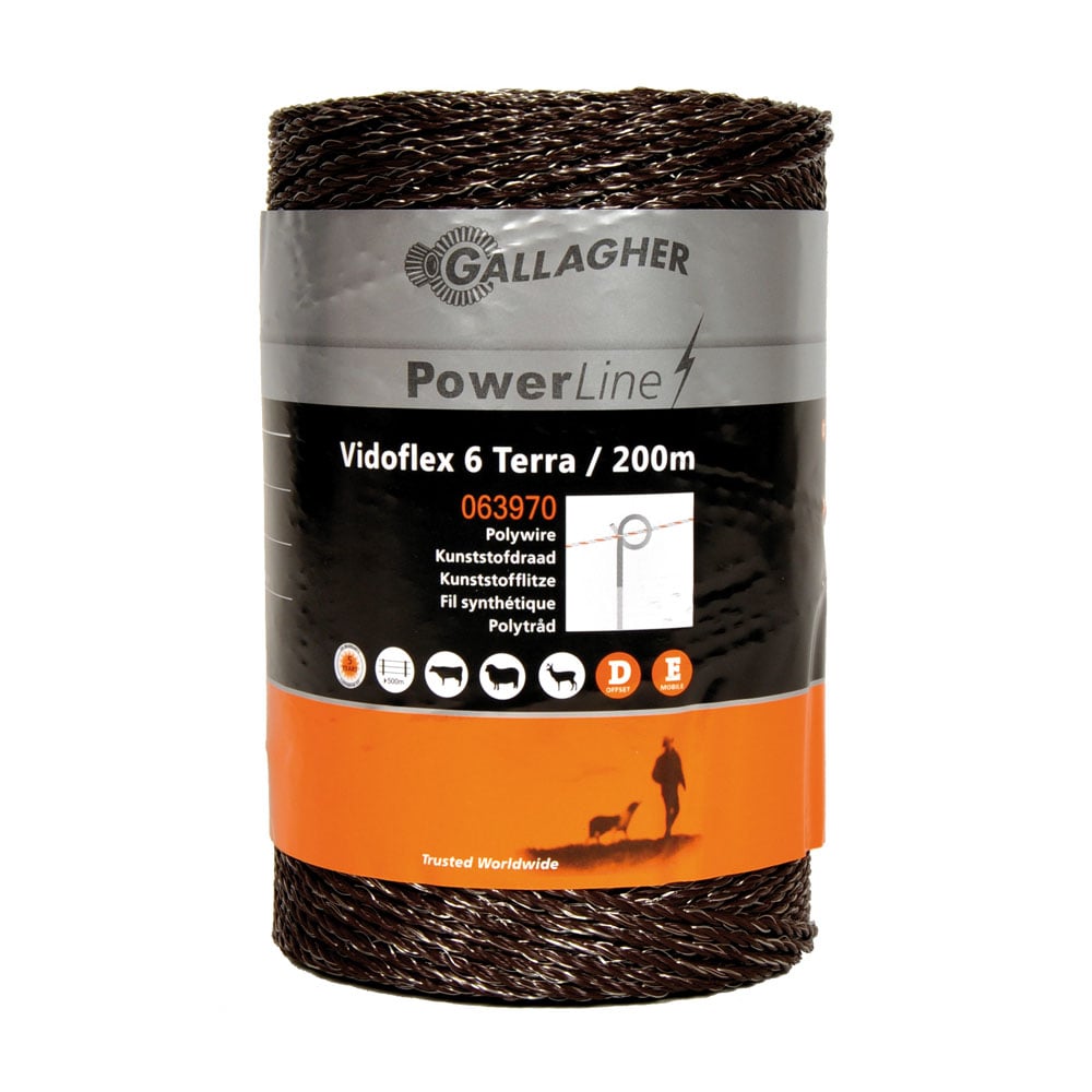 Gallagher Vidoflex 6 - Schrikdraad - 15.5 cm - 200 Meter - Terra - 11 cm - 20000 cm Gallagher Vidoflex 6 - Schrikdraad - 15.5 cm - 200 Meter - Terra - 11 cm - 20000 cm