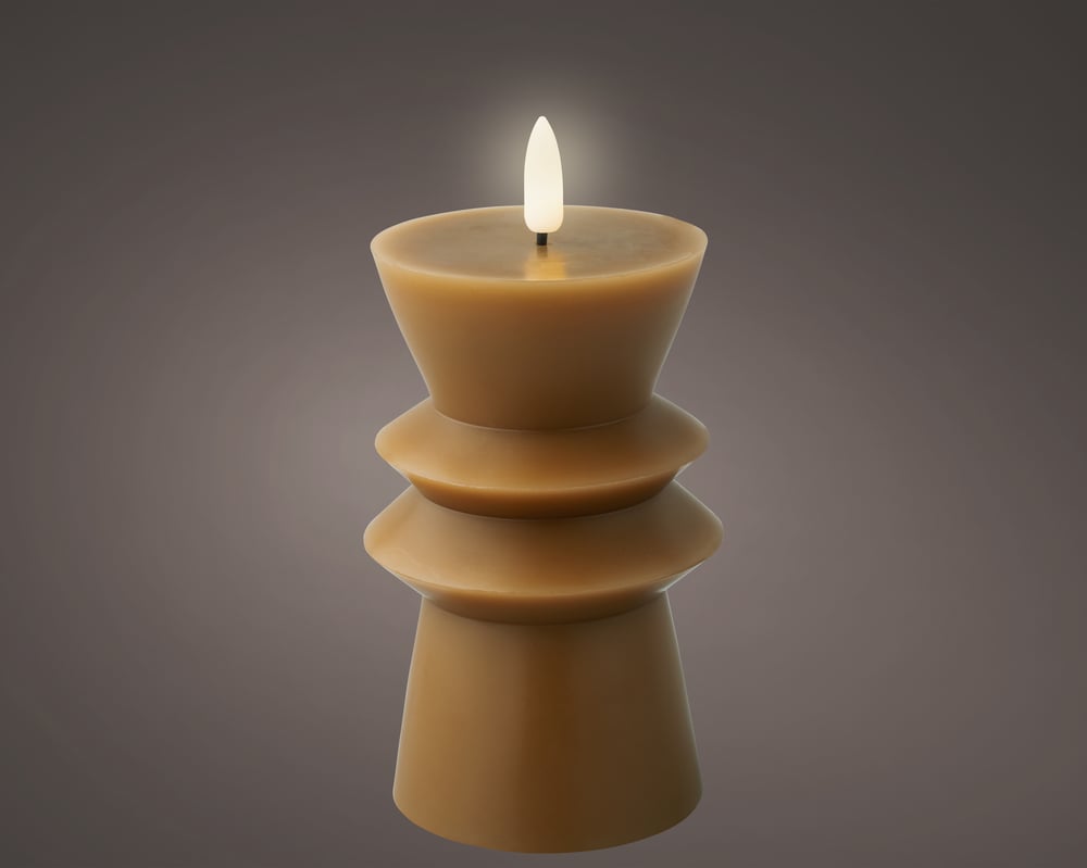 Lumineo Wax - Bruine LED Kaars - 14.7 cm - Bruin/warm wit