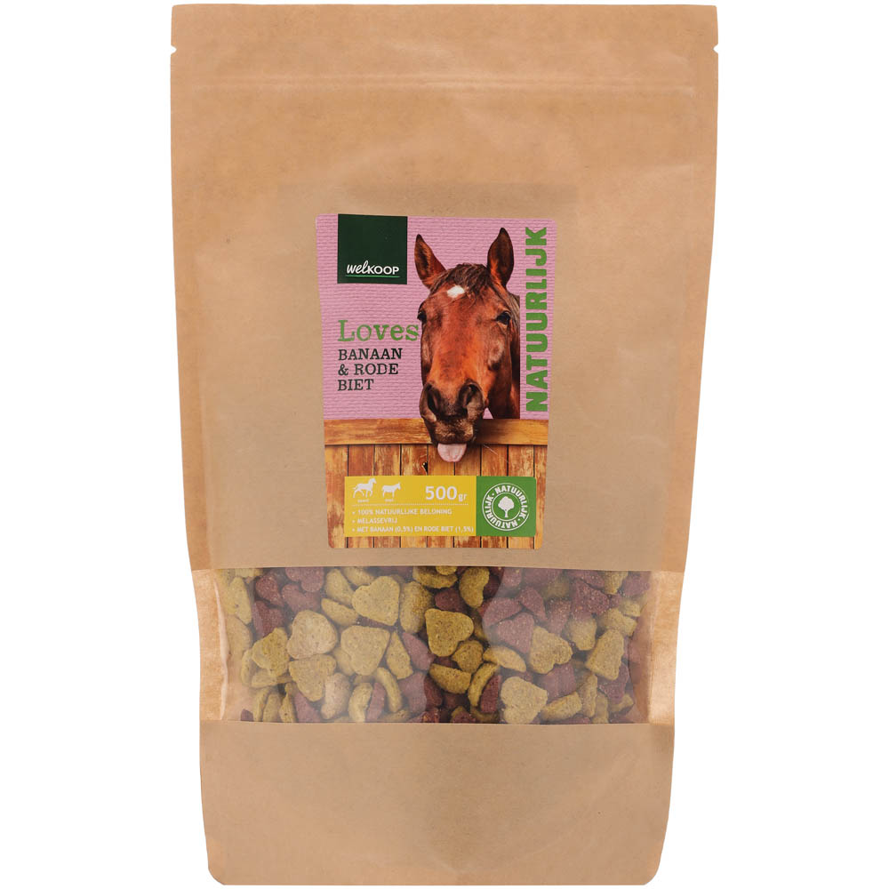 Welkoop Loves - paardensnack - 500 Gram - Banaan & Rode biet