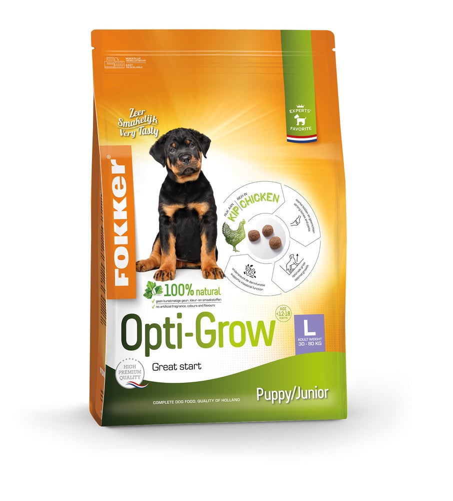 Fokker Opti-Grow L - Hondenvoer - 13 Kilogram - kip, rijst