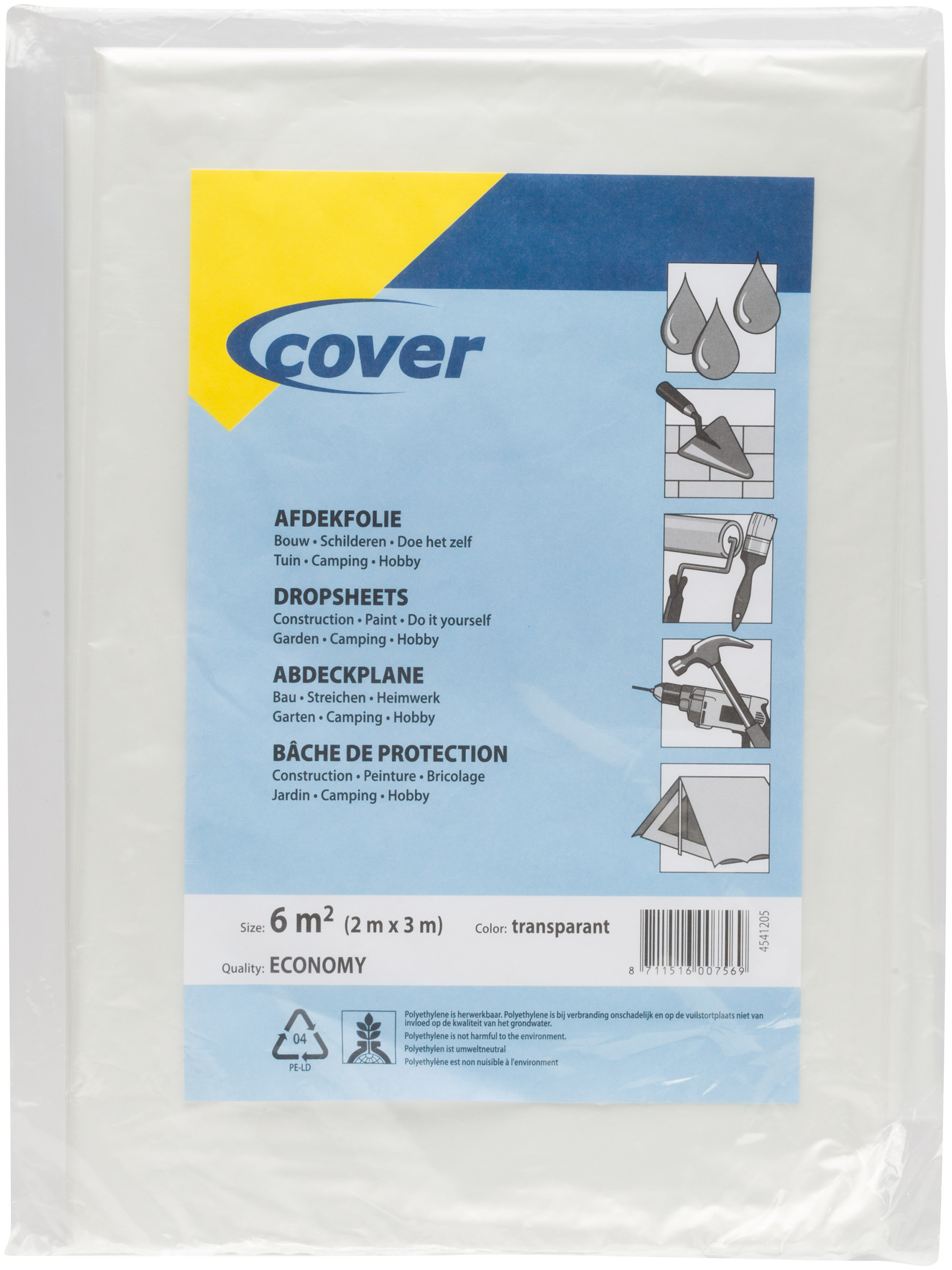 Cover 40 mu Transparant - Afdekfolie - 30x25x1 cm - Transparant