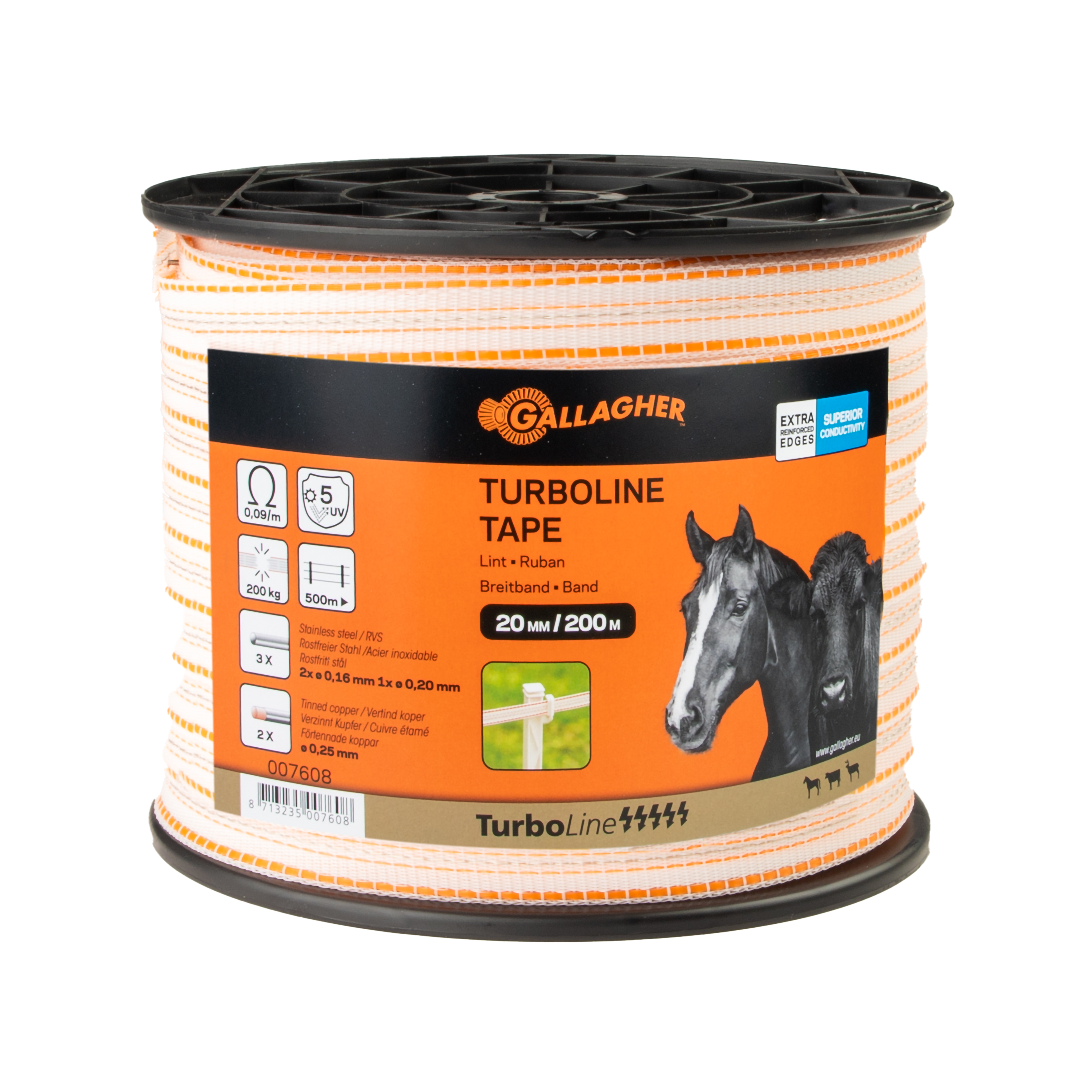 Gallagher TurboLine lint 12,5mm - 16.5 cm - 200 Meter - Wit - 2 cm - 20000 cm