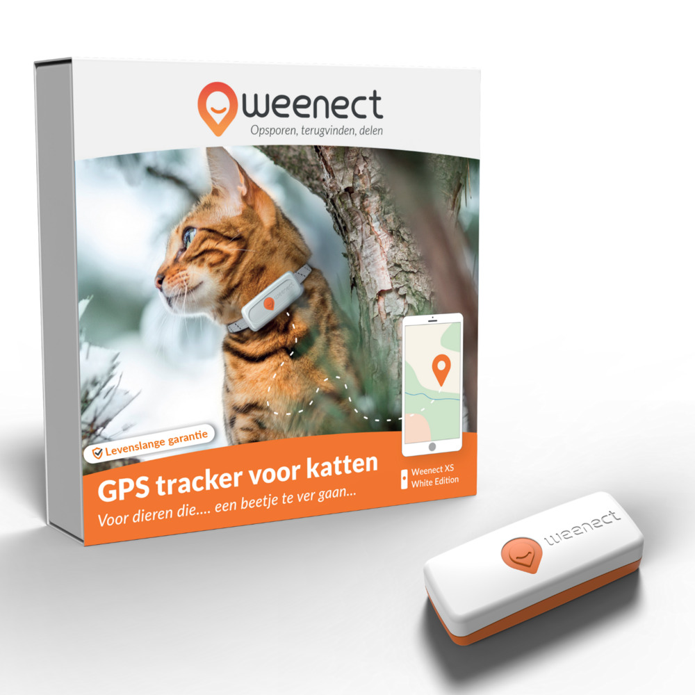 Weenect XS - GPS Tracker Kat - Wit/Oranje Weenect XS - GPS Tracker Kat - Wit/Oranje