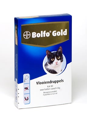 Bolfo Gold 80 Kat ( 4 - 10 kg )  - Vlooienmiddel - Pipet - 4 Stuks - L