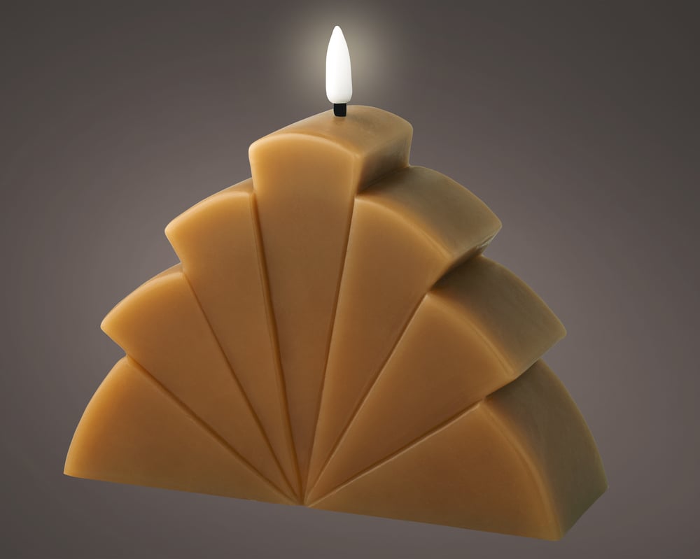 Lumineo Wax - Bruine LED Kaars - 16.2 cm - Bruin/warm wit