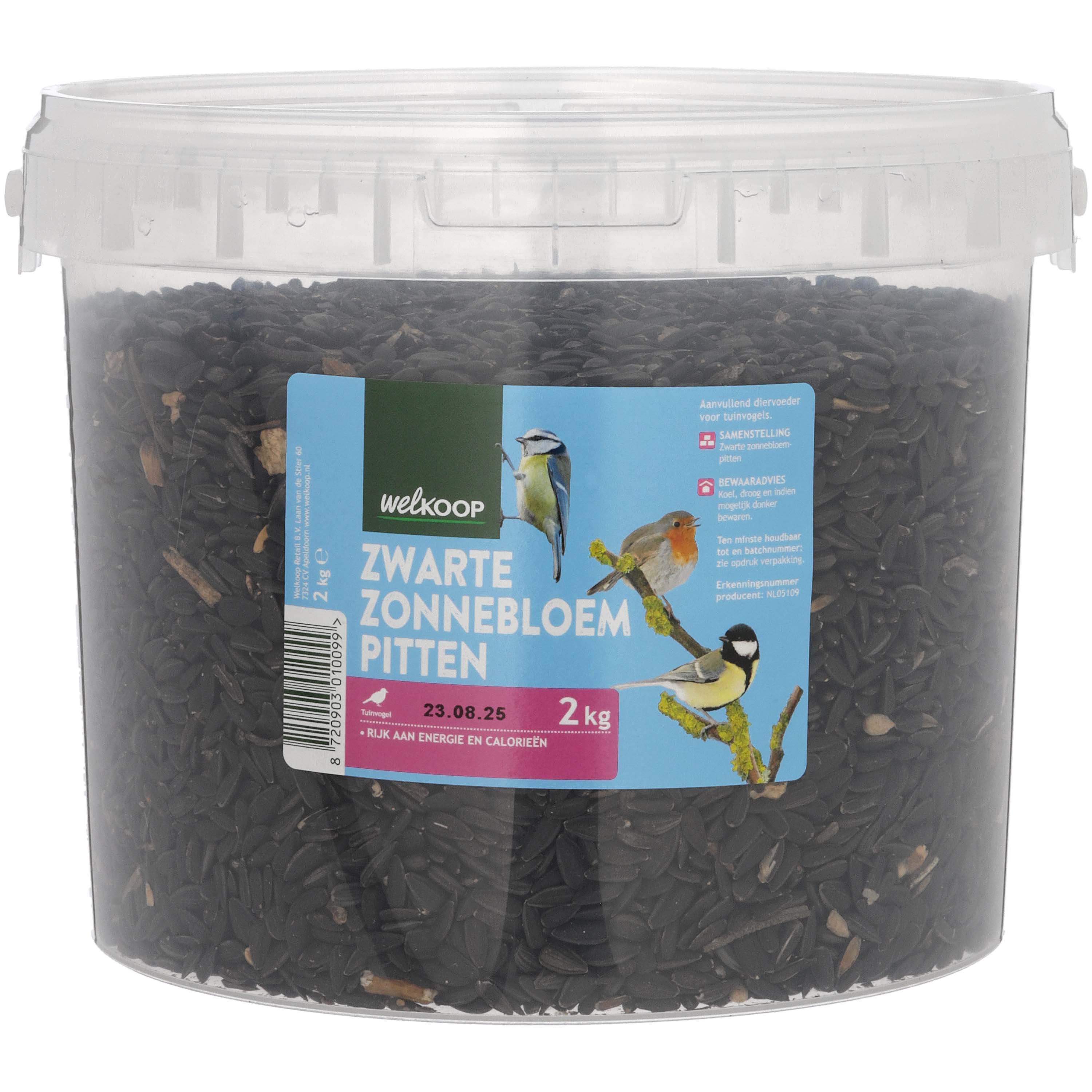 Welkoop - Zonnebloempitten - Zwart - in emmer - 2 Kilogram - Zonnebloempitten zwart