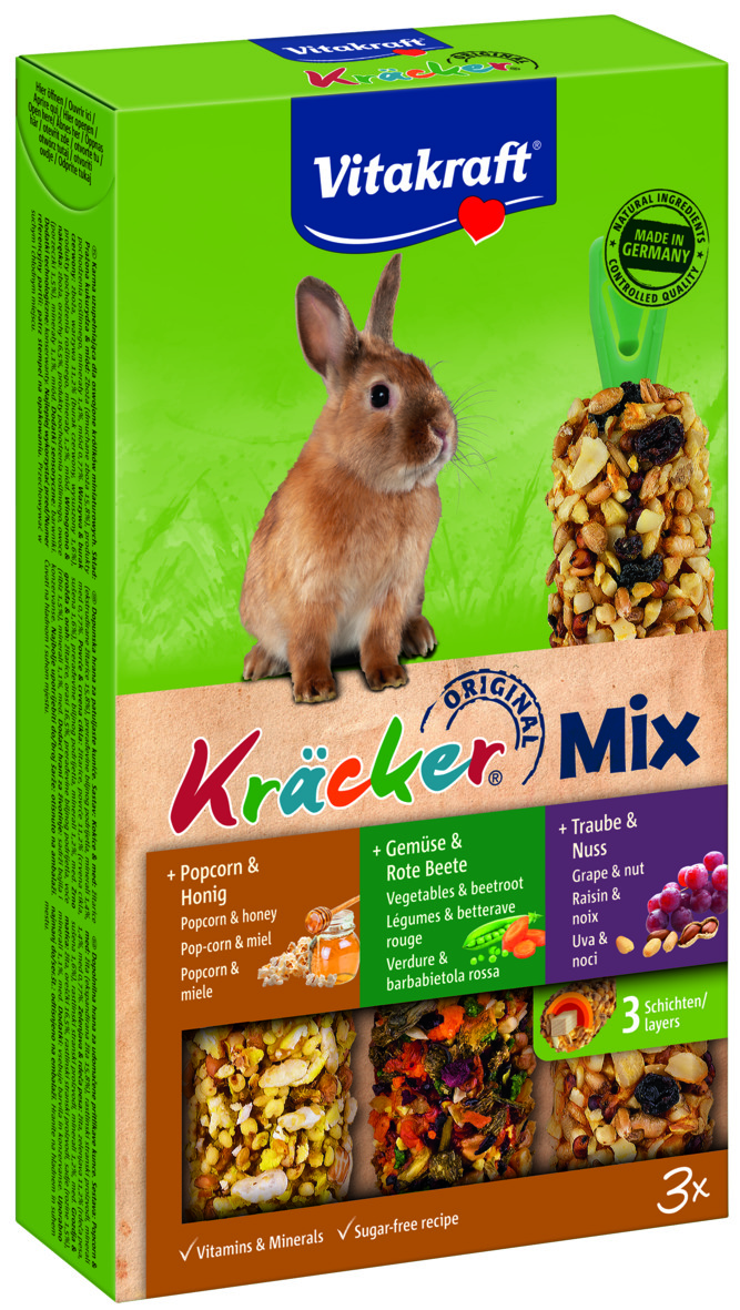 Vitakraft Kräcker met multivitamine - Konijnensnack - 3 Stuks - groente, fruit Vitakraft Kräcker met multivitamine - Konijnensnack - 3 Stuks - groente, fruit