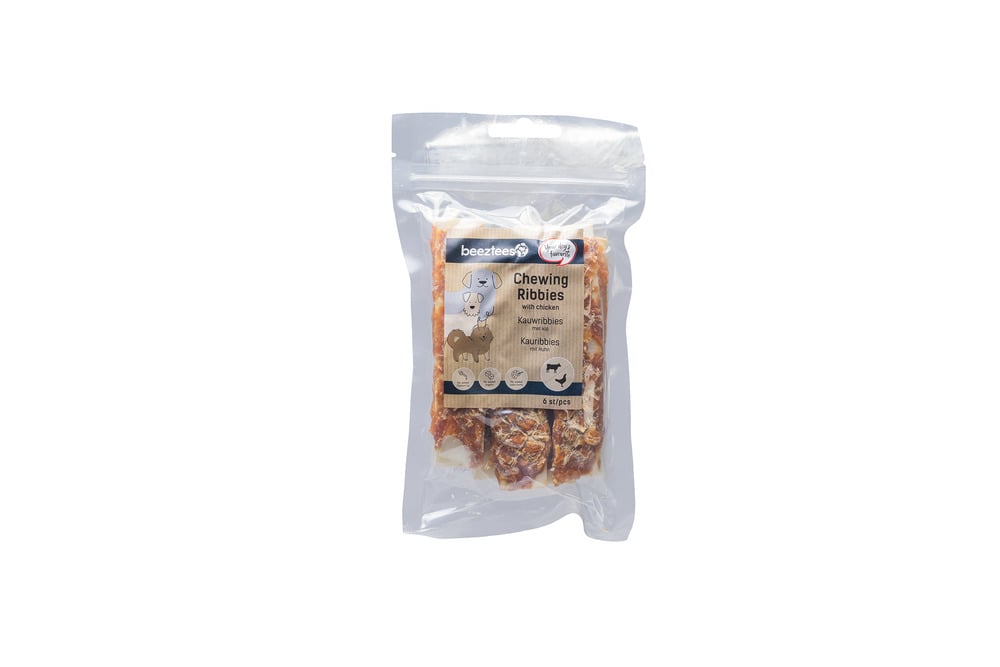 Beeztees Kauwribbies - Hondensnack - 6 Stuks - rund, kip Beeztees Kauwribbies - Hondensnack - 6 Stuks - rund, kip