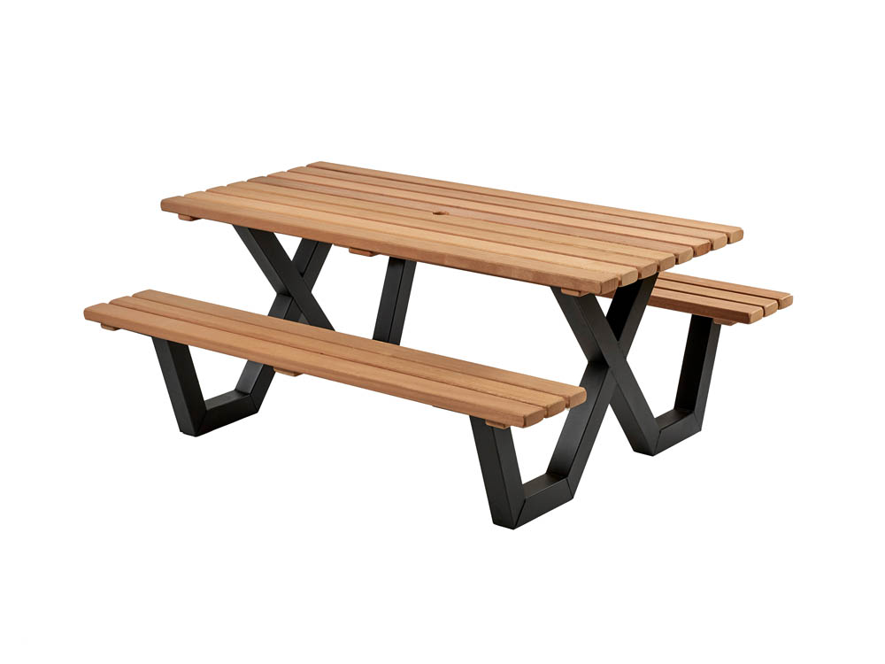 Talen Buitenmeubelen Hardhout - Picknicktafel - Bruin - 76x180x160 cm Talen Buitenmeubelen Hardhout - Picknicktafel - Bruin - 76x180x160 cm