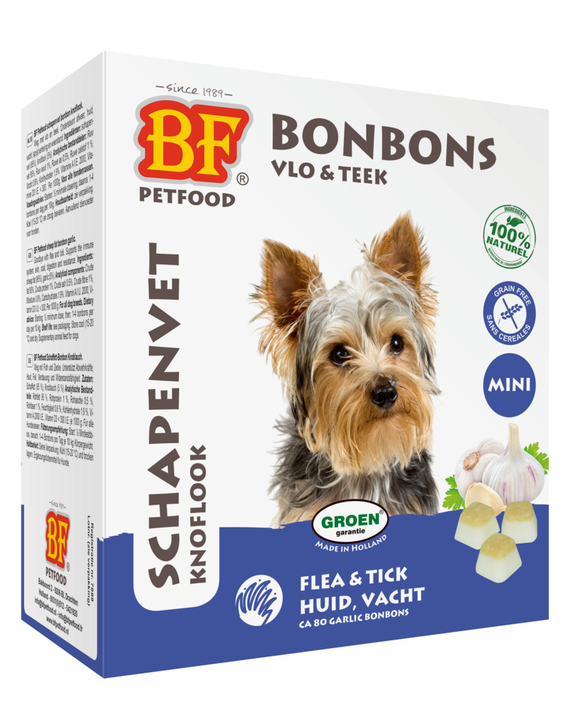 BF Petfood Schapenvet Bonbons - Hondensnack - 80 Stuks - knoflook