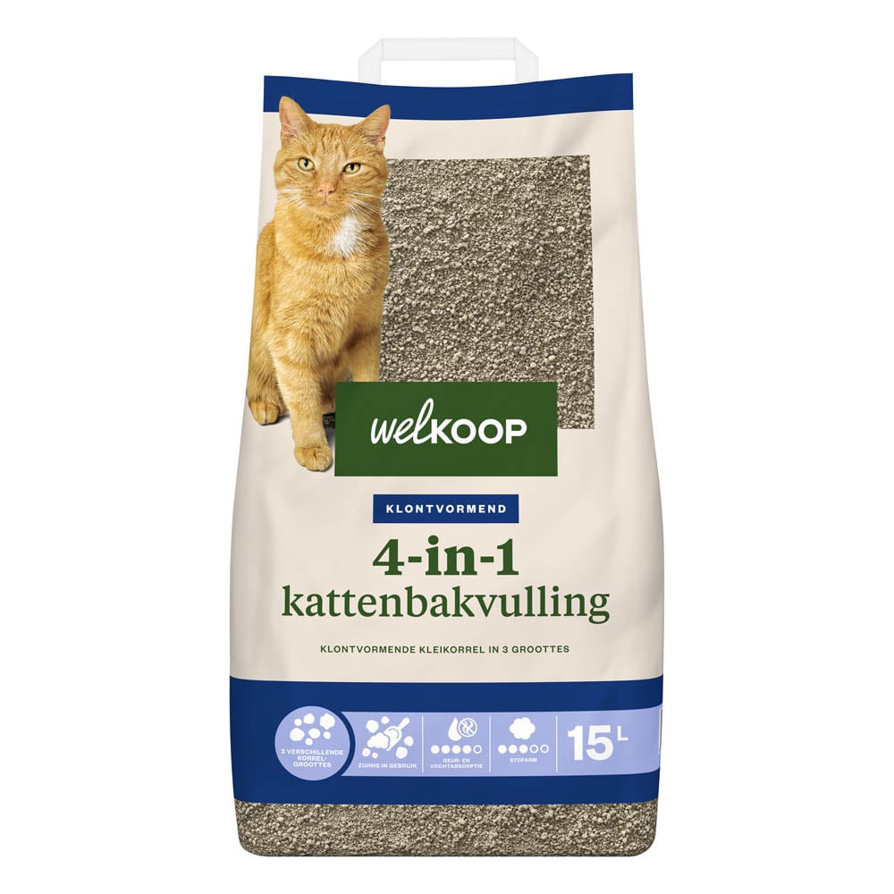 Welkoop Klontvormend 4-in-1 - Kattenbakvulling - 15 Liter - Zonder toegevoegde geur