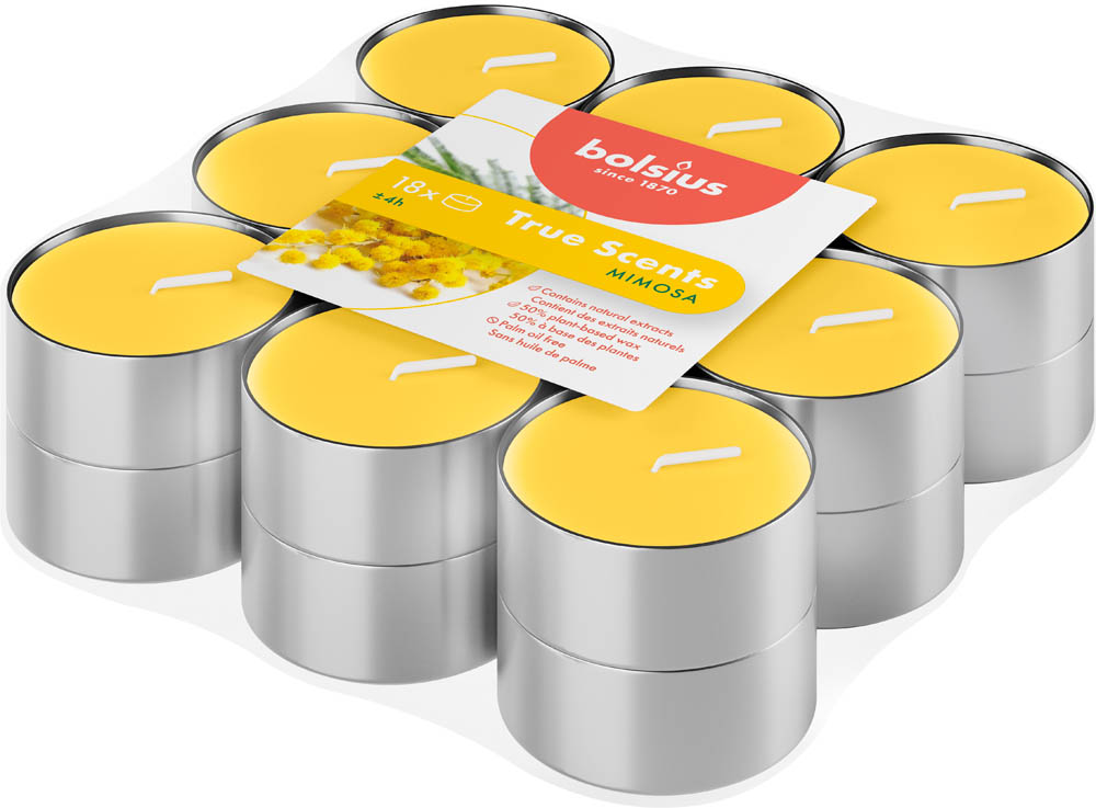 Bolsius Mimosa - Waxinelichtjes - 12 cm - Geel - Mimosa