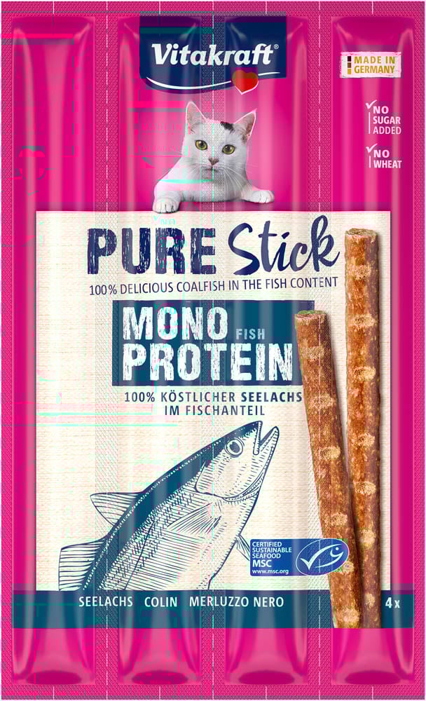 Vitakraft Pure Sticks - Kattensnack - 4 Stuks - koolvis