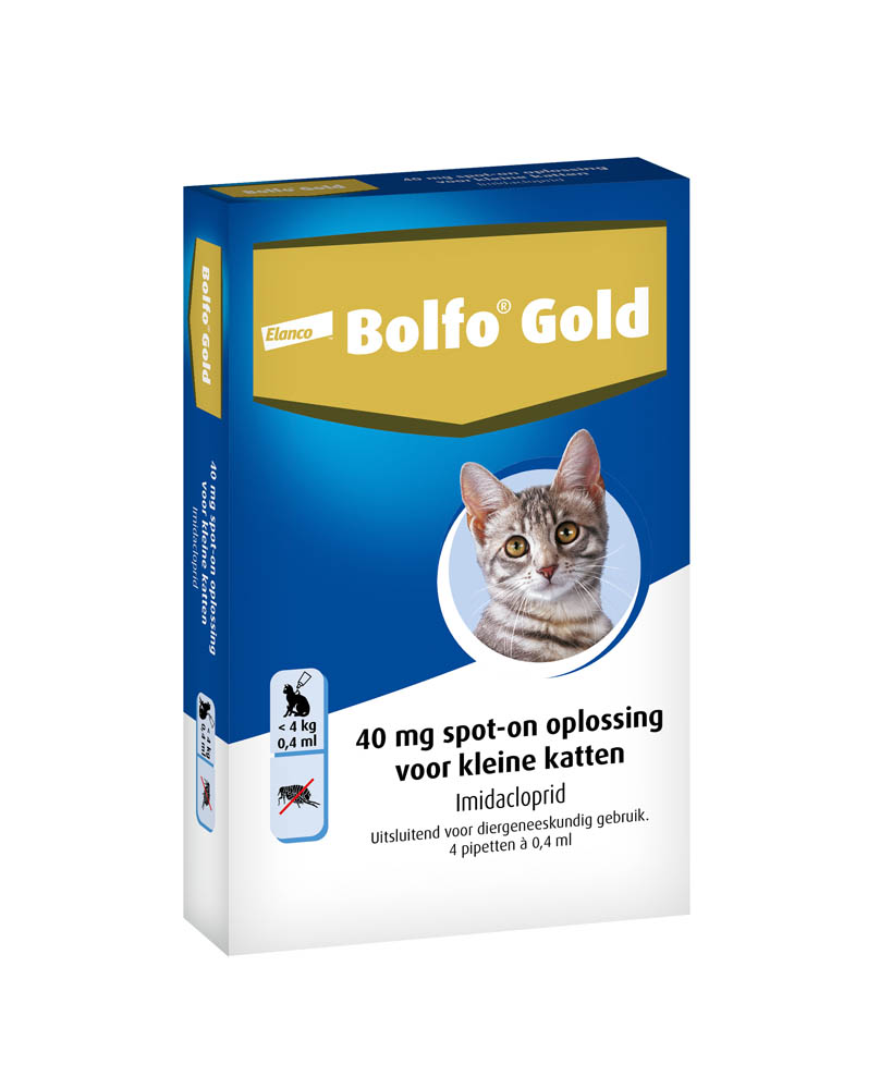 Bolfo Gold 40 Kat ( tot 4 kg ) - Vlooienmiddel - Pipet - 4 Stuks - M