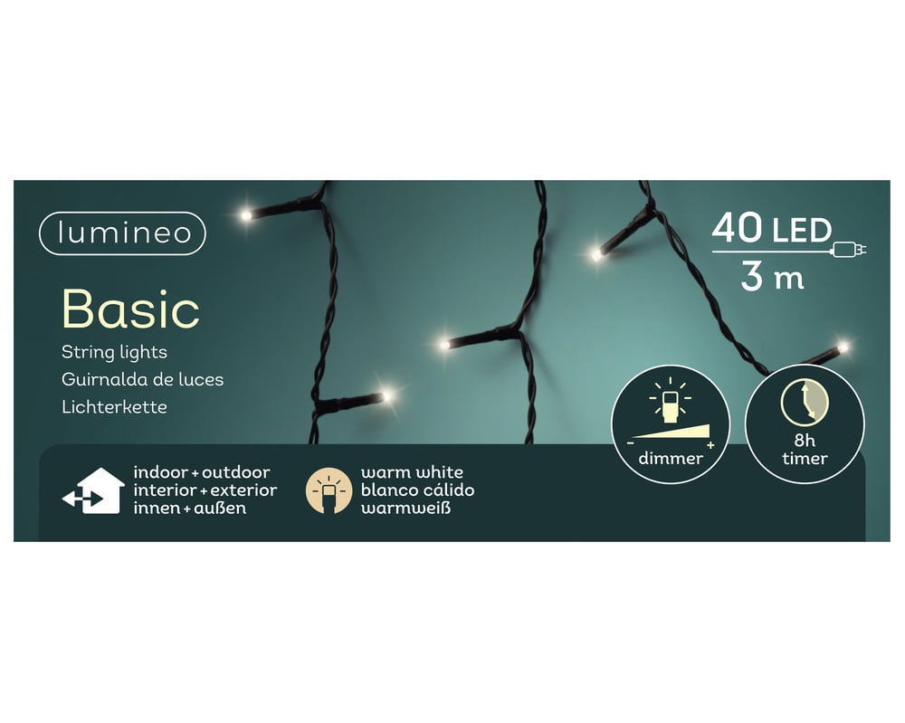 Lumineo Basic - Kerstboomverlichting - 40 - Warm wit - 3000 cm Lumineo Basic - Kerstboomverlichting - 40 - Warm wit - 3000 cm