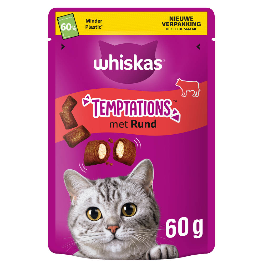 Whiskas Temptations - Kattensnack - 60 Gram - rund