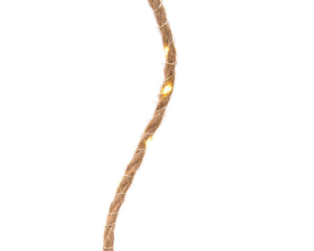 Lumineo Jute touw Incl verlichting - Batterijverlichting - 40 - Warm wit - 10 cm - 195 cm